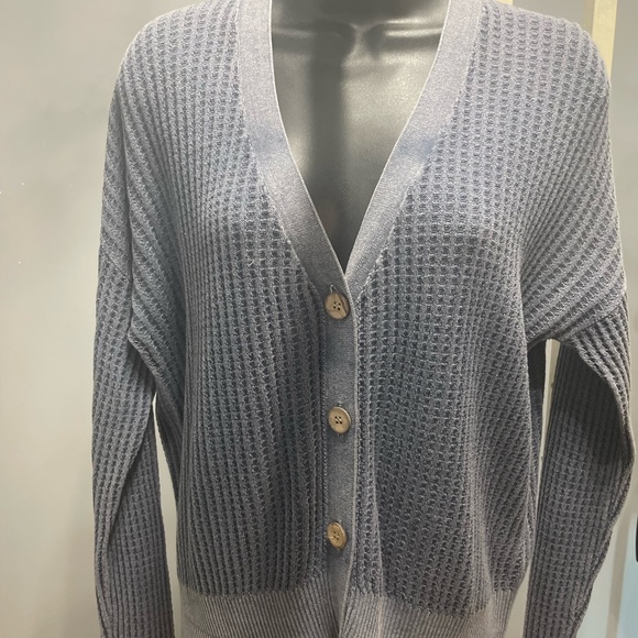 Hello Nite NWT Deep V Cardigan Vintage Indigo Blue Washed Small - Picture 2 of 8